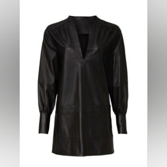 Rebecca Taylor Vegan Leather Tunic Large NWT  Black - Picture 4 of 8
